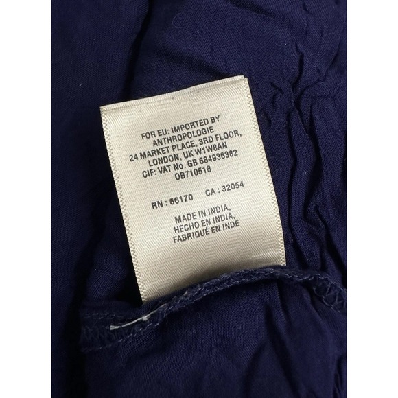 Anthropologie Akemi + Kin Motif Dress Blue Bohemian V Neck Flare Sleeve / Large - Picture 8 of 8